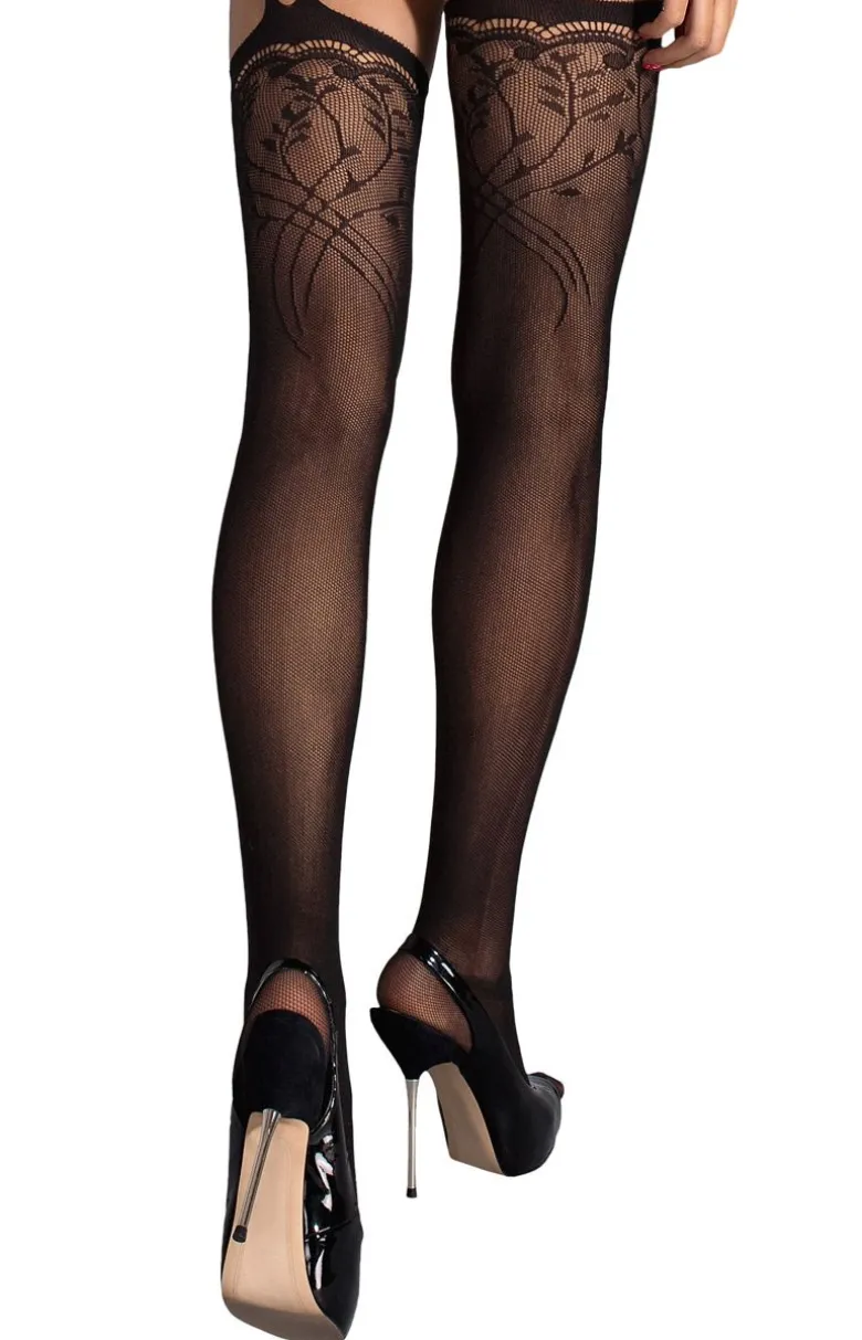 Obsessive pończochy kabaretki z pasem Garter stockings black S206