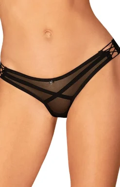 Obsessive prześwitujące czarne stringi Roxelia