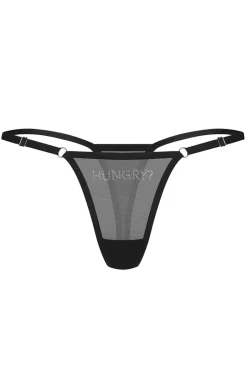 Damskie Obsessive Figi, Stringi, Panty|Stringi Sznurki - stringi damskie z napisem z cyrkonii Violami Hungry