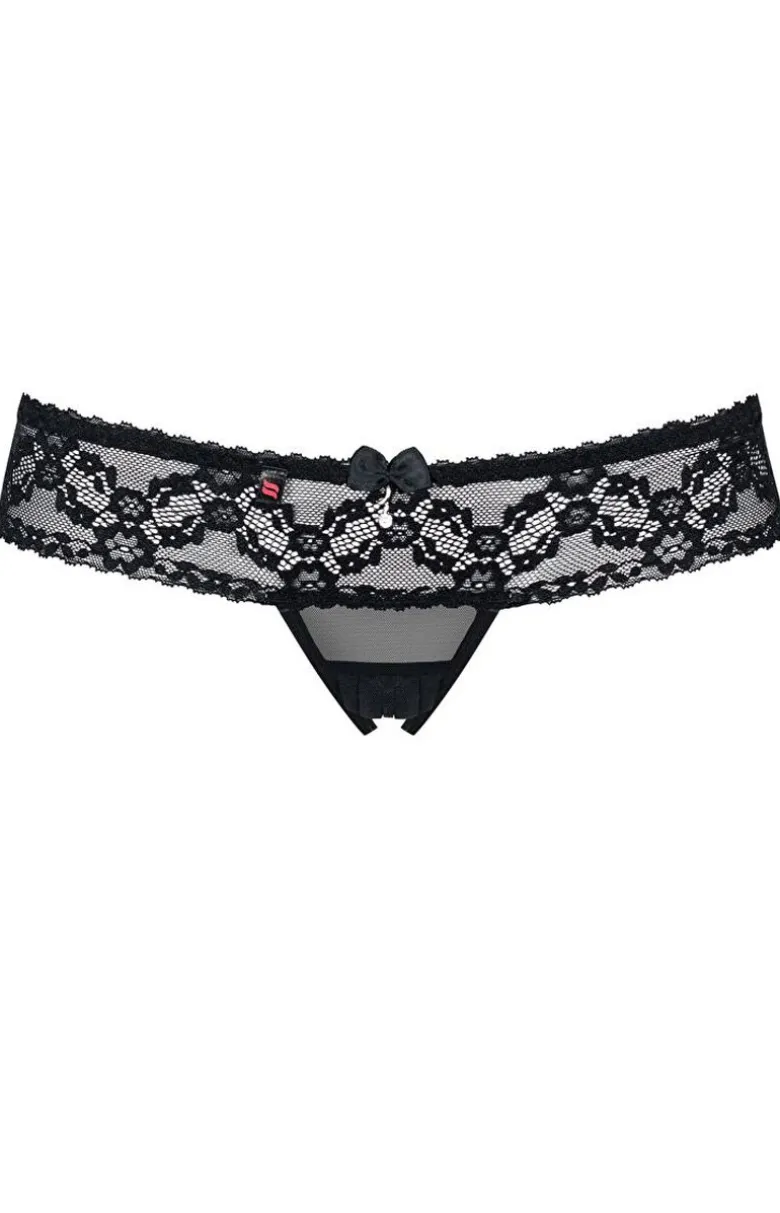Obsessive stringi otwarte koronkowe czarne 837-THC-1