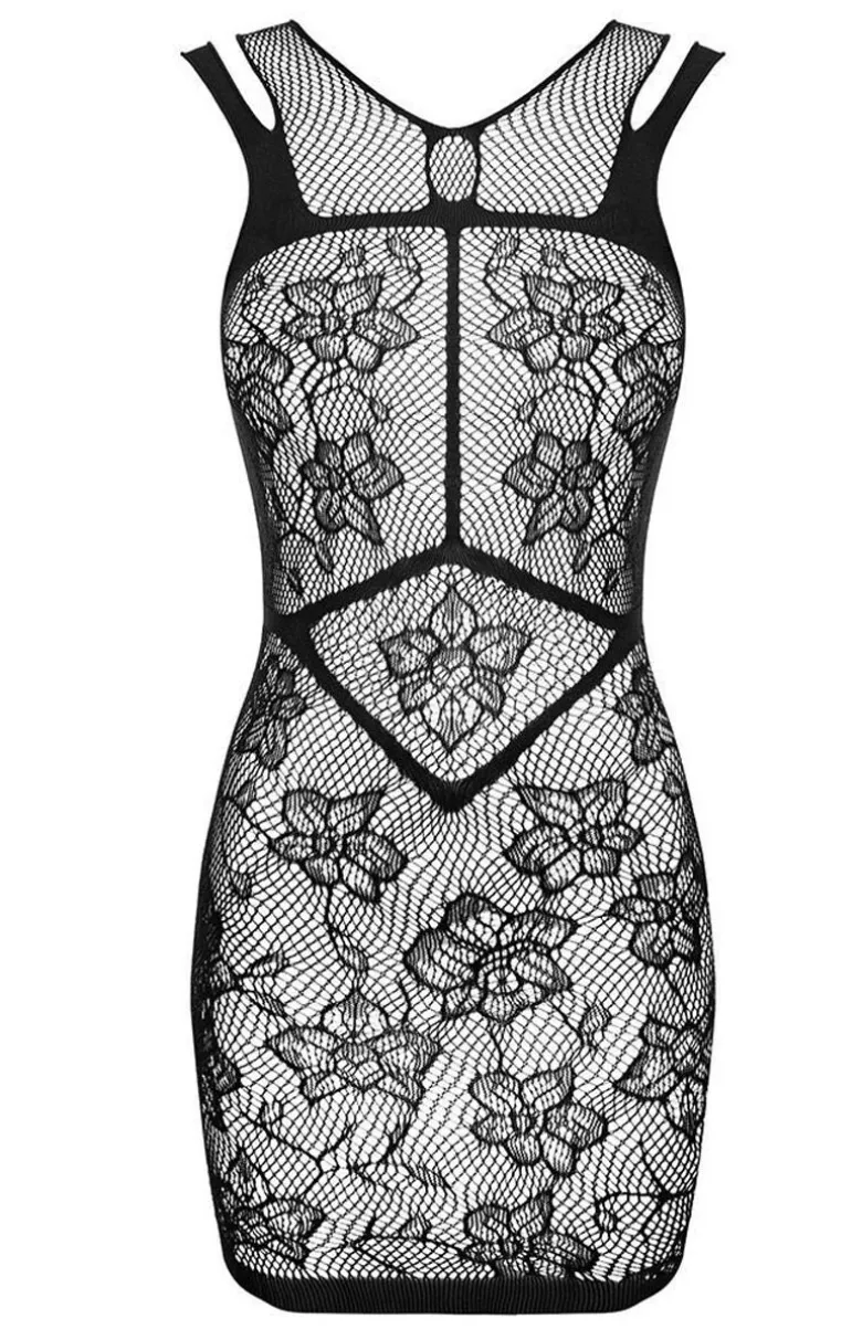 Obsessive sukienka bodystocking z kwiatowym wzorem D239