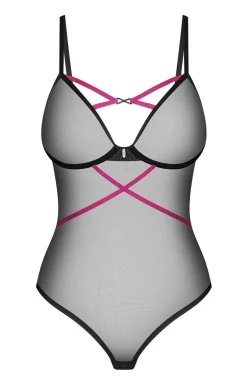 Obsessive transparentne body z paskami Novenes