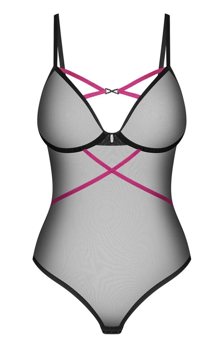 Obsessive transparentne body z paskami Novenes