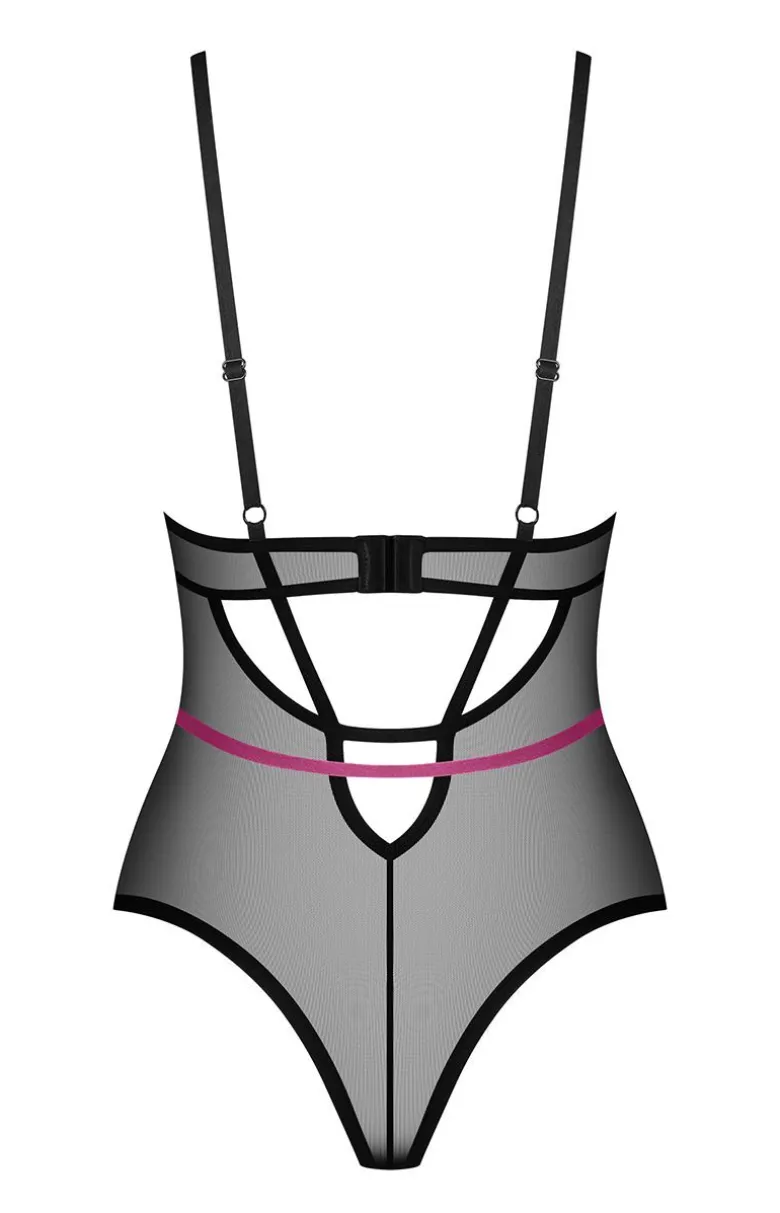 Obsessive transparentne body z paskami Novenes