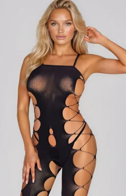 Odważny czarny bodystocking 2072