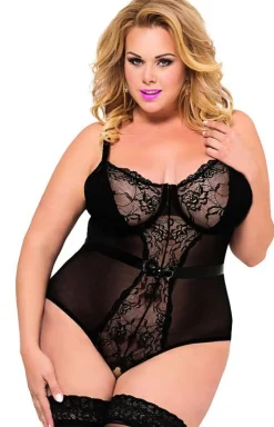 Otwarte body w kolorze czarnym plus size Amelia