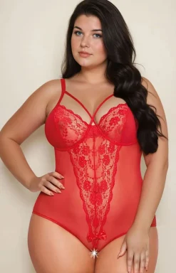 SoftLine Collection Body|Body - Otwarte koronkowe body w kolorze m plus size Amanda