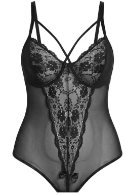 Otwarte koronkowe body w kolorze czarnym plus size Amanda 1891