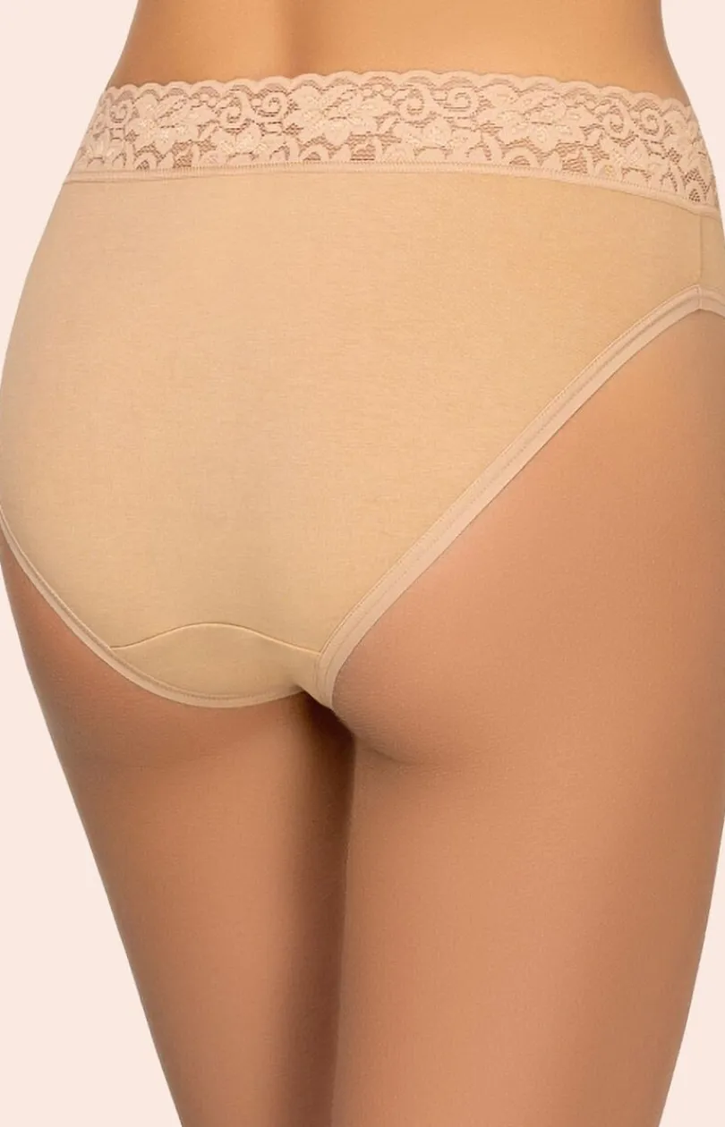 Damskie KLEO Wielopaki Damskie|Figi Z Wysokim Stanem - 2-pack bawełniane figi dakie beżowe 142
