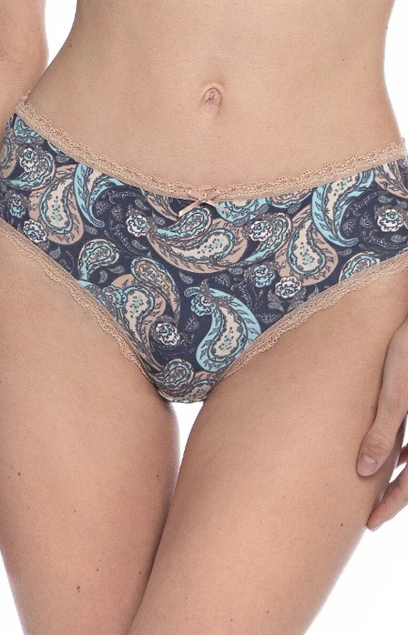 Damskie LAMA Wielopaki Damskie|Figi Z Wysokim Stanem - 2-pack bawełniane figi damskie plus size L-1541BIEX