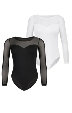 2-Pack body damskie z siateczką czarno-białe Willow