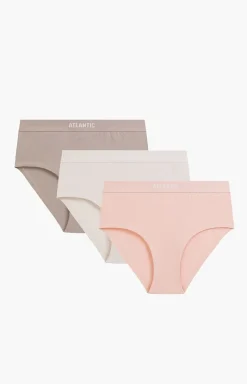 Damskie ATLANTIC Majtki Z Wysokim Stanem|Wielopaki Damskie - 3-pack figi dakie axi 3CLP-009-BRZ/KA/BEZJ