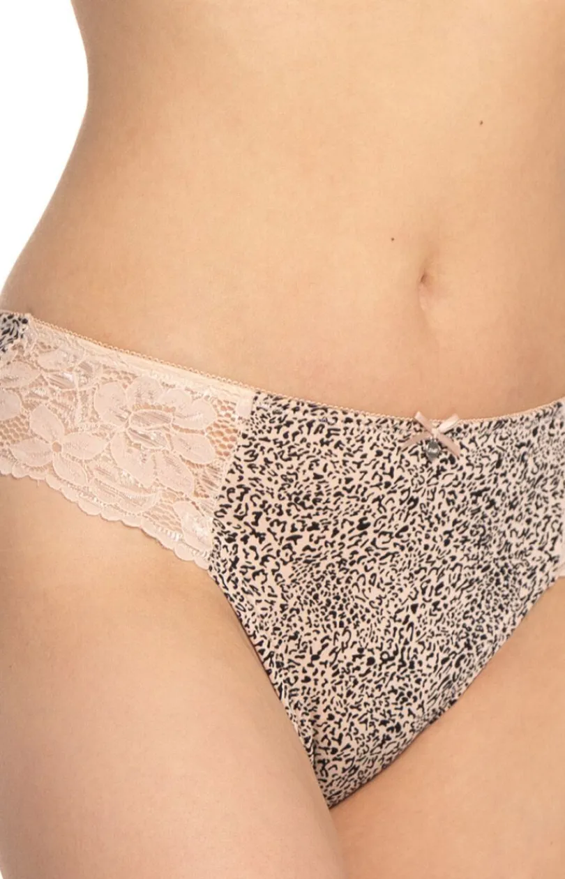 Damskie LAMA Wielopaki Damskie|Figi Bawełniane - 2-pack figi damskie w panterkę plus size L-1586BI