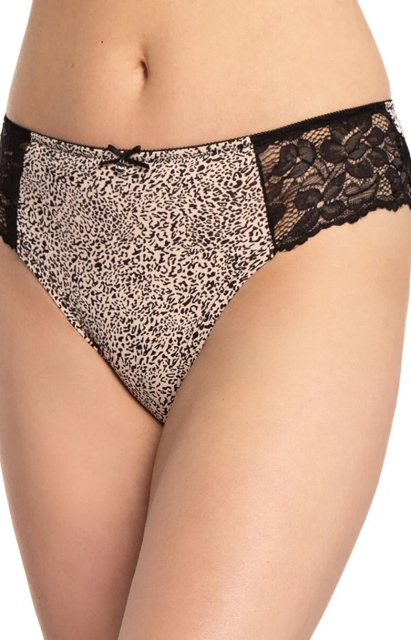 Damskie LAMA Wielopaki Damskie|Figi Bawełniane - 2-pack figi damskie w panterkę plus size L-1586BI