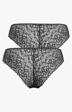 Damskie Pierre Cardin Wielopaki Damskie|Figi Bawełniane - 2-pack figi damkie z koronkowym tyłem czarne Gigio