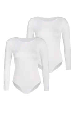 2-Pack klasyczne body damskie białe Longy