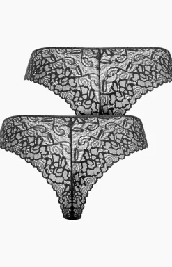 2-pack majtki damskie brazyliany bawełniane z koronką czarne Orchidea