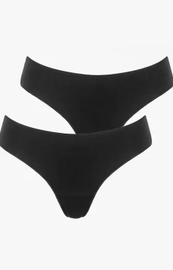 2-pack majtki damskie brazyliany bawełniane z koronką czarne Orchidea