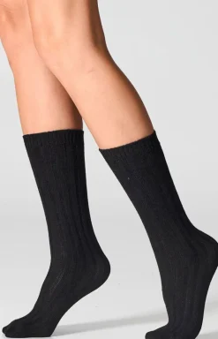 Damskie LEGS Skarpetki|Długie Skarpetki - 2-pack skarpetki damskie z angorą króliczą czarne W22