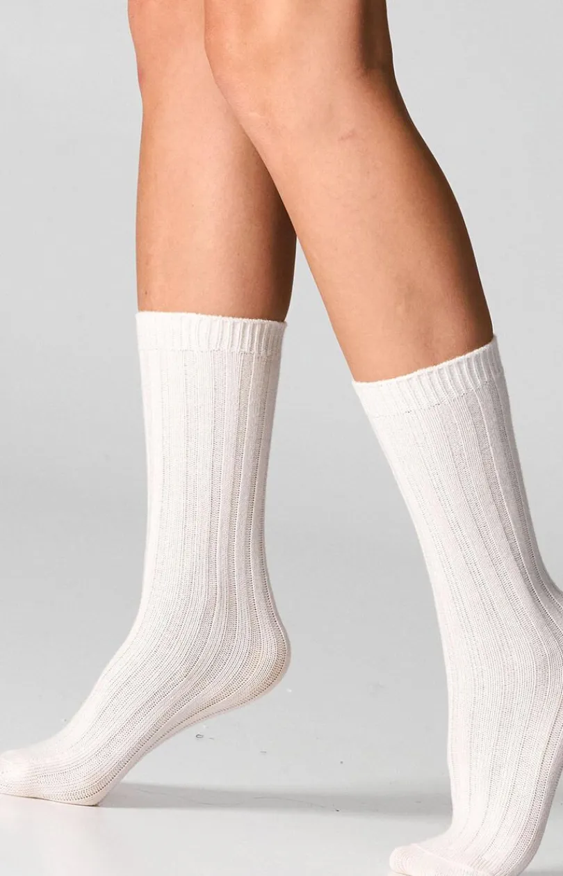 Damskie LEGS Skarpetki|Długie Skarpetki - 2-pack skarpetki damskie z angorą króliczą białe W22