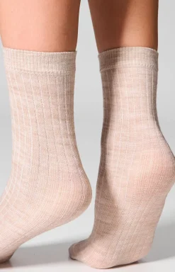 Damskie LEGS Ciepłe Skarpety|Skarpetki - 2-pack skarpetki damskie z wełną merynosów beżowe W12 Merino