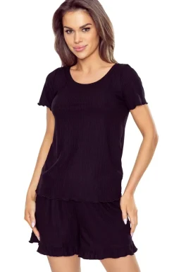 Damskie Eldar Piżamy Damskie Krótkie|Bielizna Homewear - Piżaa daka czarna Beatrice