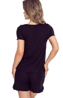 Damskie Eldar Piżamy Damskie Krótkie|Bielizna Homewear - Piżaa daka czarna Beatrice