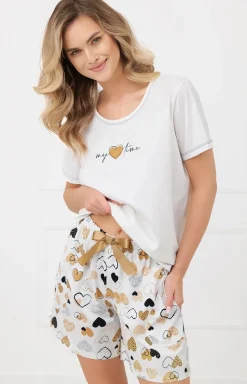 Damskie Italian Fashion Piżamy Damskie Krótkie|Piżamy Damskie - Piżaa daka na krótki rękaw i krótkie podnie Ariea