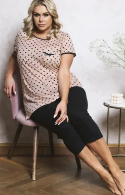 Damskie Italian Fashion Piżamy Bawełniane - Piżama damka na krótki rękaw i nogawki 3/4 Bonilla