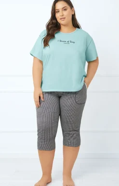Damskie Italian Fashion Piżamy Bawełniane|Bielizna Homewear - Piżama damka na krótki rękaw i 3/4 podnie Taria