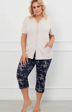 Damskie Italian Fashion Piżamy Damskie|Piżamy Dwuczęściowe - Piżaa daka na krótki rękaw i 3/4 podnie Evita