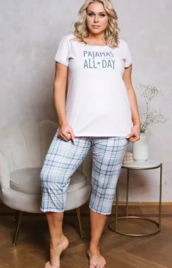 Piżama damska na krótki rękaw z nogawką 3/4 Glamour
