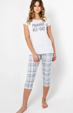 Piżama damska na krótki rękaw z nogawką 3/4 Glamour