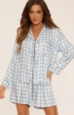 De Lafense Bielizna Homewear - Piżaa daka niebieka Priroe 825