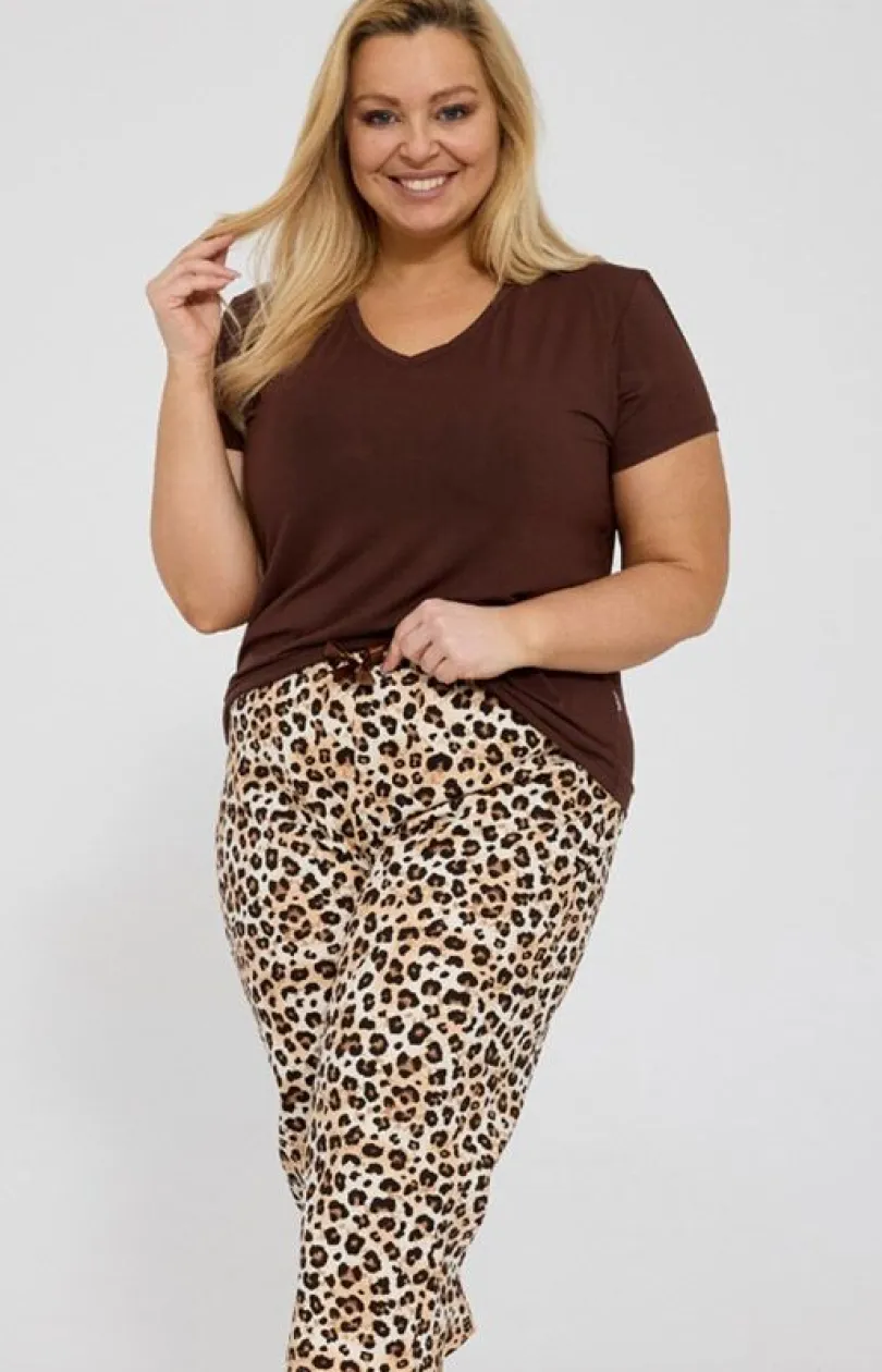 Damskie Cornette Piżamy Damskie|Piżamy Dwuczęściowe - Piżama damska w panterkę plus size Naomi 668/354