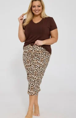 Damskie Cornette Piżamy Damskie|Piżamy Dwuczęściowe - Piżama damska w panterkę plus size Naomi 668/354