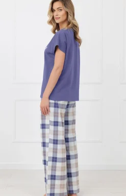 Damskie Italian Fashion Piżamy Damskie|Piżamy Dwuczęściowe - Piżama damska z długimi spodniami beżowa Rima