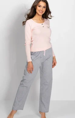Damskie Momenti per me Piżamy Damskie Długie|Bielizna Homewear - Piżama damka z długim rękawem i długą nogawką Linda