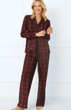 Damskie Italian Fashion Ciepłe Piżamy|Bielizna Homewear - Piżama damka z długi rękaw, i długimi podniami Nicola
