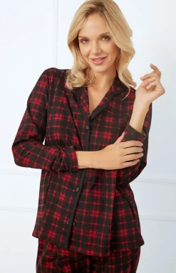 Damskie Italian Fashion Ciepłe Piżamy|Bielizna Homewear - Piżama damka z długi rękaw, i długimi podniami Nicola