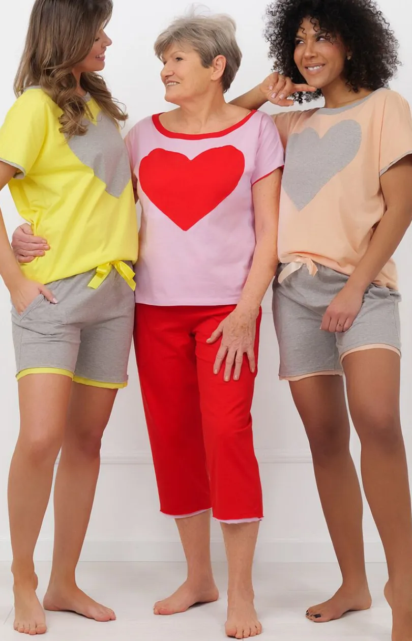 Damskie Italian Fashion Piżamy Damskie Krótkie|Piżamy Damskie - Piżaa daka ze podenkai żółto-zara abrina