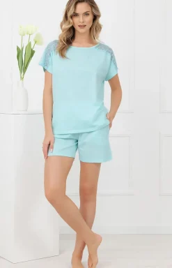Damskie Italian Fashion Piżamy Damskie Krótkie|Piżamy Damskie - Piżaa daka z krótki rękawe i podenkai janoturkuowa enua