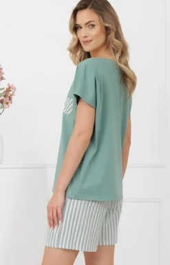 Damskie Italian Fashion Bielizna Plus Size|Piżamy Damskie Krótkie - Piżaa daka z krótki rękawe i krótkii podenkai załwiowa Faro