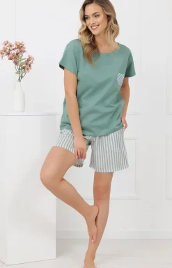 Damskie Italian Fashion Bielizna Plus Size|Piżamy Damskie Krótkie - Piżaa daka z krótki rękawe i krótkii podenkai załwiowa Faro