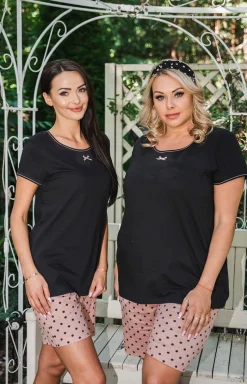 Damskie Italian Fashion Piżamy Bawełniane|Piżamy Rodzinne - Piżama damska z krótkim rękawem i krótkimi spodenkami Bonilla