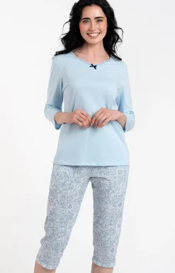 Damskie Italian Fashion Piżamy Bawełniane - Piżama damka z rękawem i nogawką 3/4 alli