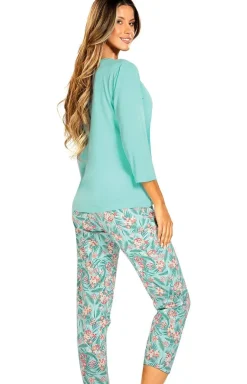 Piżama damska z rękawem i nogawką 7/8 018