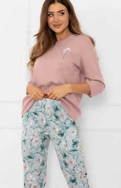 Damskie Italian Fashion Ciepłe Piżamy|Piżamy Damskie - Piżaa daska z rękawe 3/4 Peris