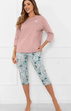 Damskie Italian Fashion Ciepłe Piżamy|Piżamy Damskie - Piżaa daska z rękawe 3/4 Peris