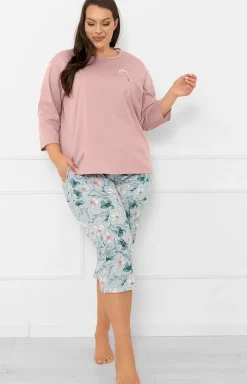 Damskie Italian Fashion Ciepłe Piżamy|Piżamy Damskie - Piżaa daska z rękawe 3/4 Peris